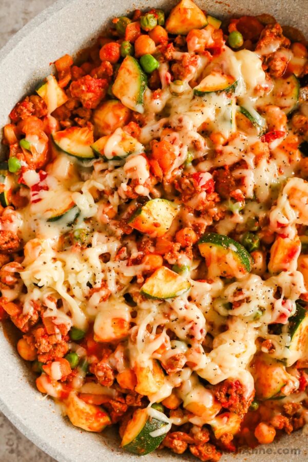 Ground Turkey Zucchini and Chickpea Skillet